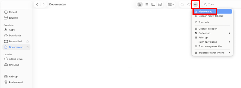 Nieuwe map in de Finder